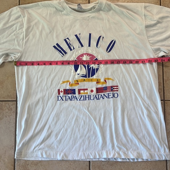 Vintage 50/50 Single Stitch Sail MEXICO Vacation T-shirt White, Sz XL - Picture 7 of 11